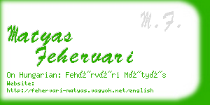matyas fehervari business card